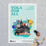 http://Stretford%20Public%20Hall%20Poster%20for%20'Yoga%20for%20All'.%20A%20collage-style%20poster%20with%20a%20cutout%20black%20and%20white%20image%20of%20the%20outside%20of%20Stretford%20Public%20Hall%20surrounded%20by%20images%20of%20people%20doing%20yoga.%20Splashes%20of%20colour%20and%20energetic%20shapes%20are%20woven%20between%20the%20images.