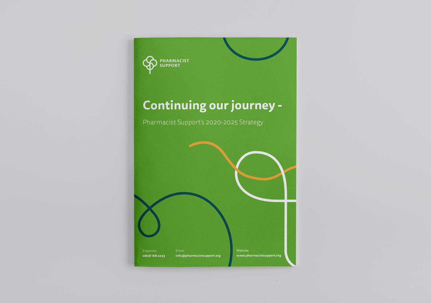 Pharmacist Support 5 Year Strategy document front cover. The title reads: "Continuing our journey – Pharmacist Supports 2020-2025 Strategy".